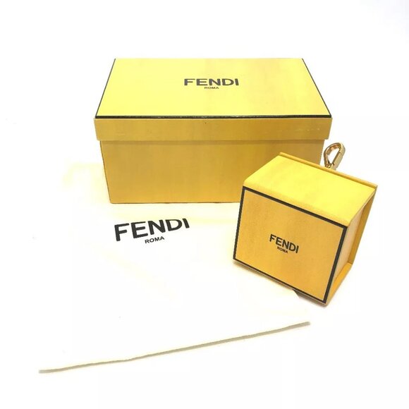 FENDI 7AR894 logo/accessories mini box charm Key Holder yellow/GoldHardware - Picture 9 of 9